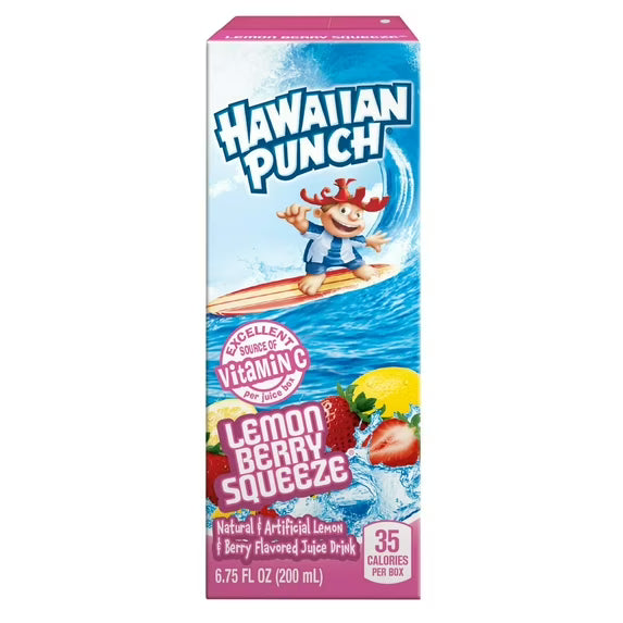 PR Hawaiian Punch Lemon Berry Flavor Juice, 8 pack, 54oz, Shelf Stable, Liquids, Cardboard Box