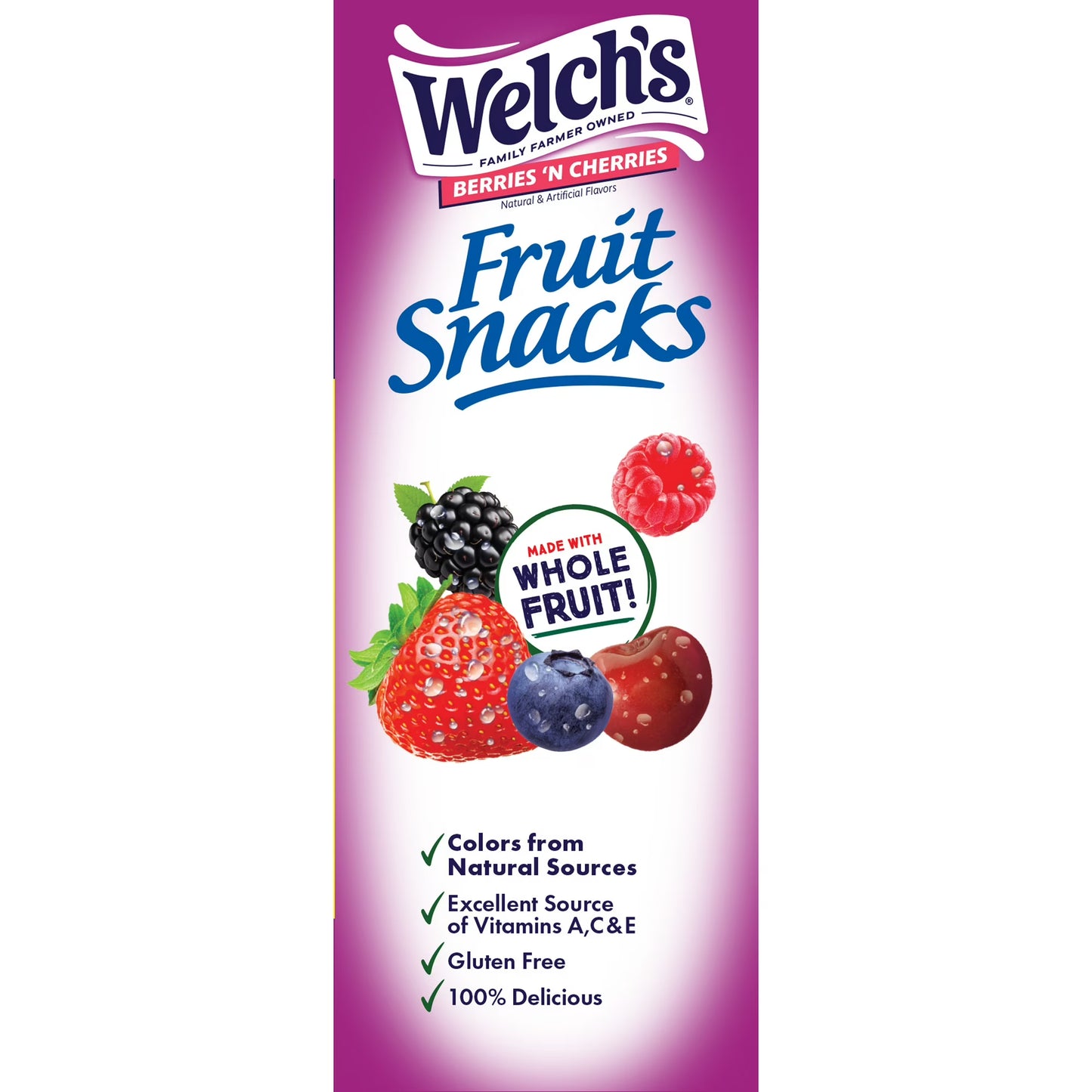 Welch's Fruit Snacks Gluten-Free Berries 'N Cherries Kids Snacks, Soft Snacks, 0.8 oz, 40 Count