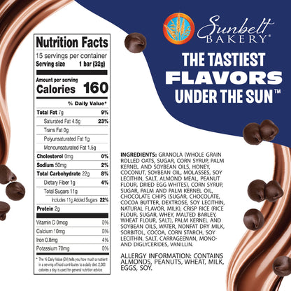 (3 pack) Sunbelt Bakery Chewy Granola Bars, Fudge Dipped Chocolate Chip, 15 Ct Value Pack, 16.91 Oz
