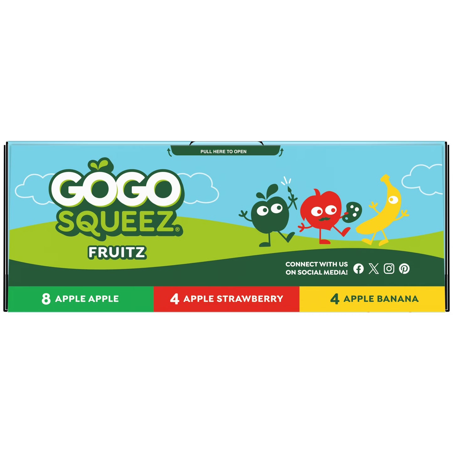 GoGo squeeZ No Sugar Added Banana Strawberry Applesauce Variety Pouches, 3.2 oz (16 Pack)