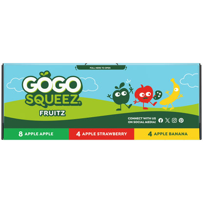 GoGo squeeZ No Sugar Added Banana Strawberry Applesauce Variety Pouches, 3.2 oz (16 Pack)