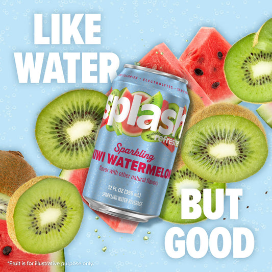 Splash Kiwi Watermelon Sparkling Water, 12 fl oz, 8 Cans