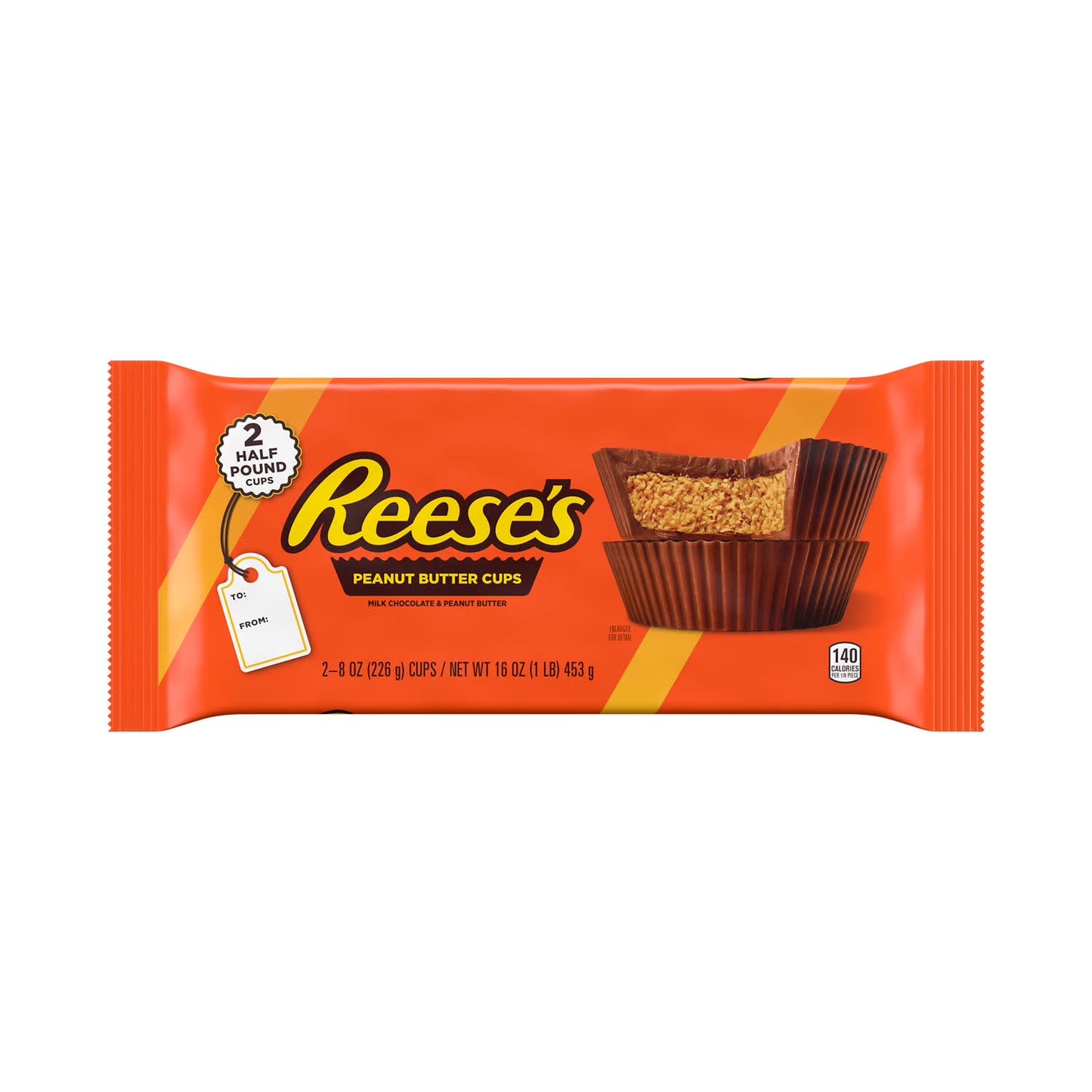 Reese's Milk Chocolate Peanut Butter Cups Candy, Pack 8 oz, 2 Pieces