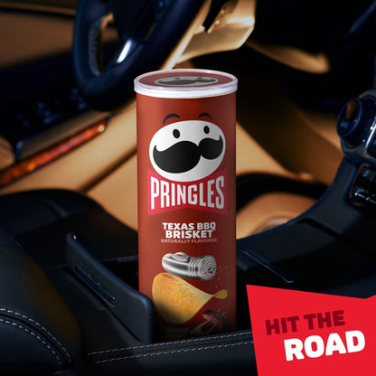 Pringles Texas BBQ Brisket Potato Chips Crisps, Lunch Snacks, 5.5 oz Canister