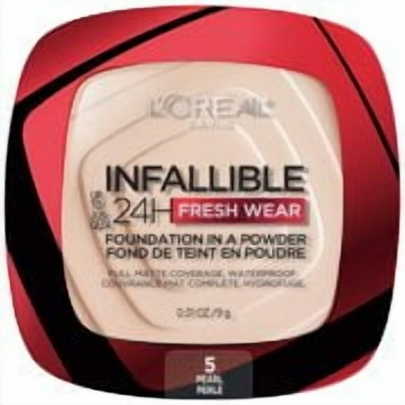 (2 pack) L'Oreal Paris Infallible Fresh Wear 24 Hr Powder Foundation Makeup, 5Pearl, 0.31 oz