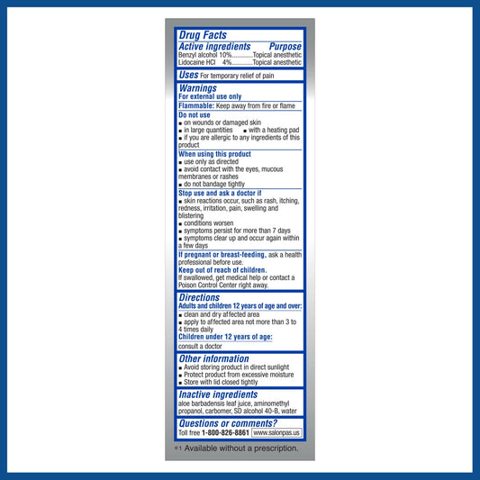 (2 pack) Salonpas Lidocaine Plus Pain Relieving No-Mess Roll On Liquid, 3 fluid oz