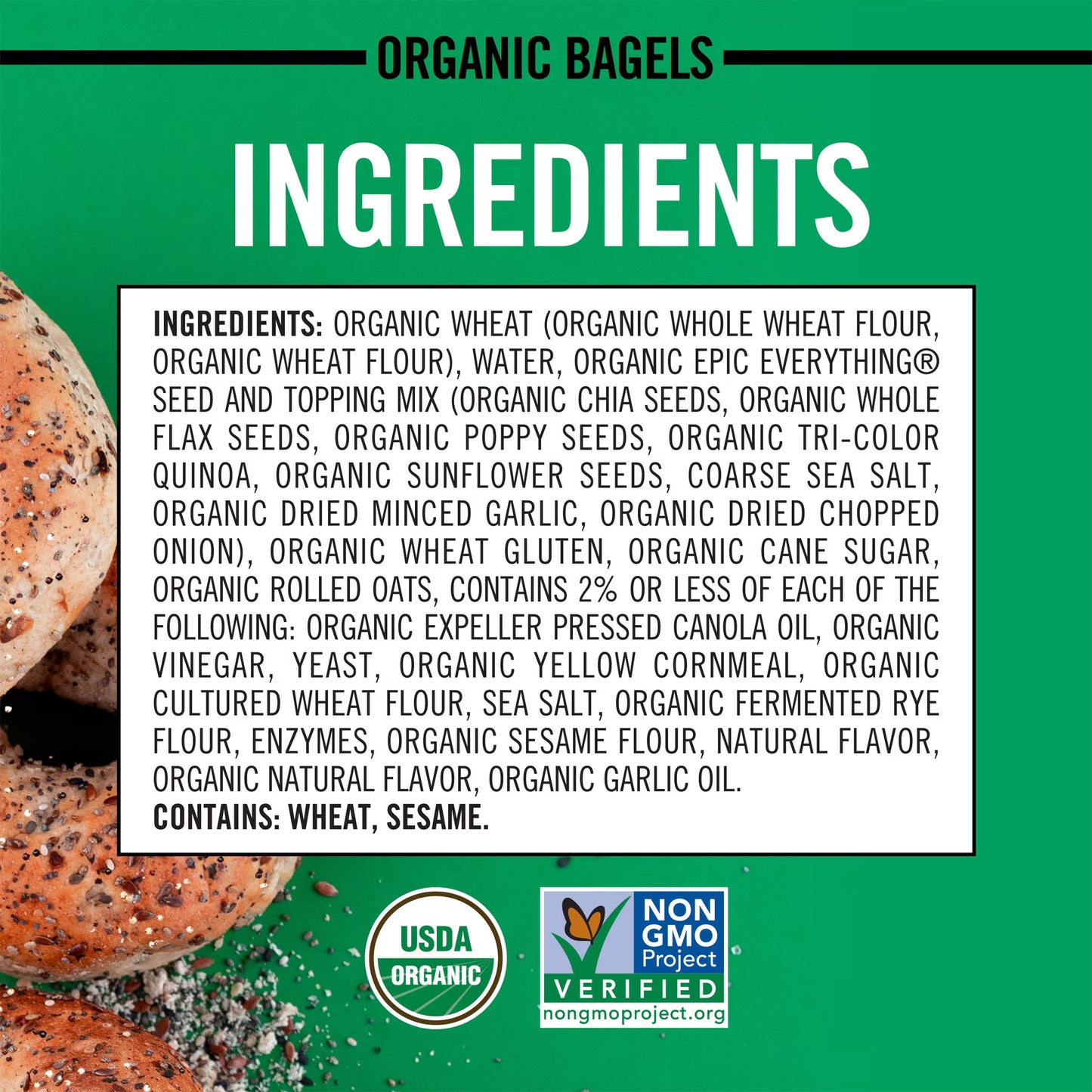 Dave's Killer Bread Epic Everything Bagels, Organic Bagels, 27g Whole Grains per Bagel, 5 Count