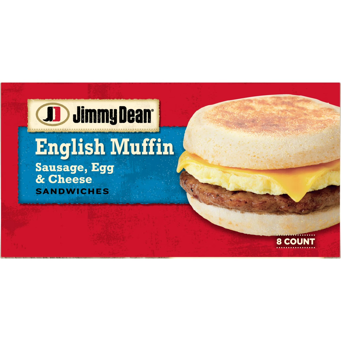 Jimmy Dean Frozen Breakfast Sandwich, Sausage Egg & Cheese English Muffin, 8 Count