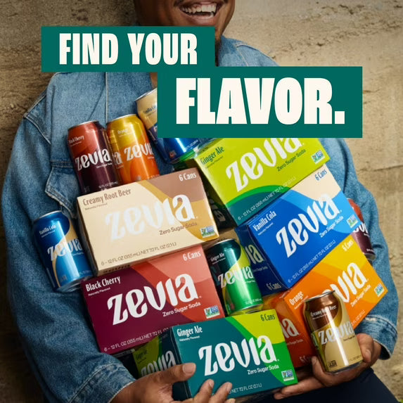 Zevia Zero Sugar, 0 Calorie Peaches and Cream Soda Pop, 12 fl oz, 8 Pack