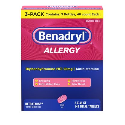 Benadryl Allergy Ultratabs Tablets, 48 ct. Bottle, 3 pk.