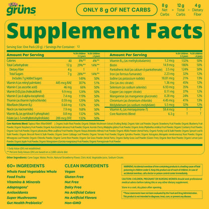 Gruns Kids Organic Superfood Greens Multivitamin Gummies, 25 ct.