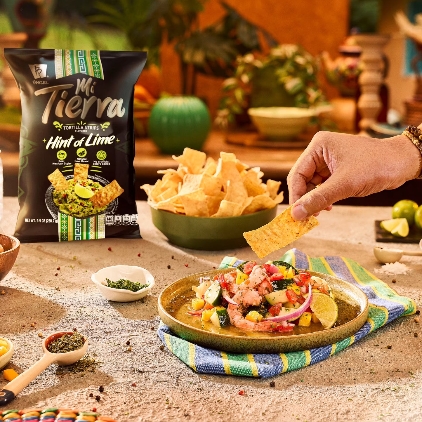 Barcel Mi Tierra Hint of Lime 9.9 oz Bag, Salt and Lime Tortilla Chip Strips