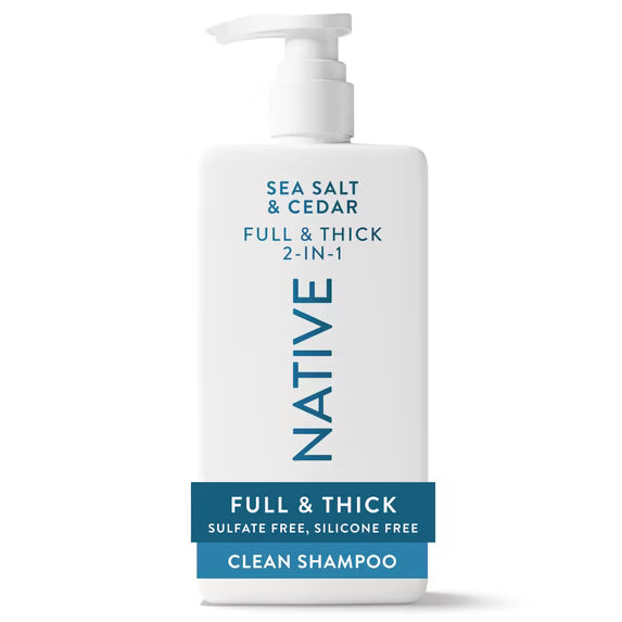 Native Full & Thick 2-in-1 Shampoo & Conditioner & Body Wash Set, Sea Salt & Cedar, Sulfate & Paraben Free, 16.5 oz
