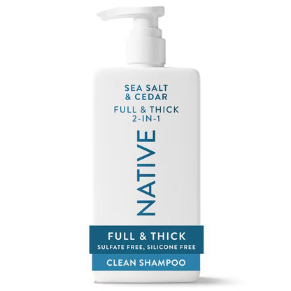Native Full & Thick 2-in-1 Shampoo & Conditioner & Body Wash Set, Sea Salt & Cedar, Sulfate & Paraben Free, 16.5 oz