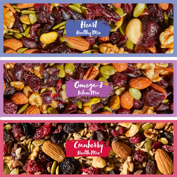 Nature's Garden Organic Trail Mix Snack Packs 28.8oz (1.2oz x 24) - Pack of 4 - Heart Healthy, Omega-3 Deluxe, Cranberry Health Mix – USDA Organic, Vegan, Kosher, Plant-Based Energy Snack