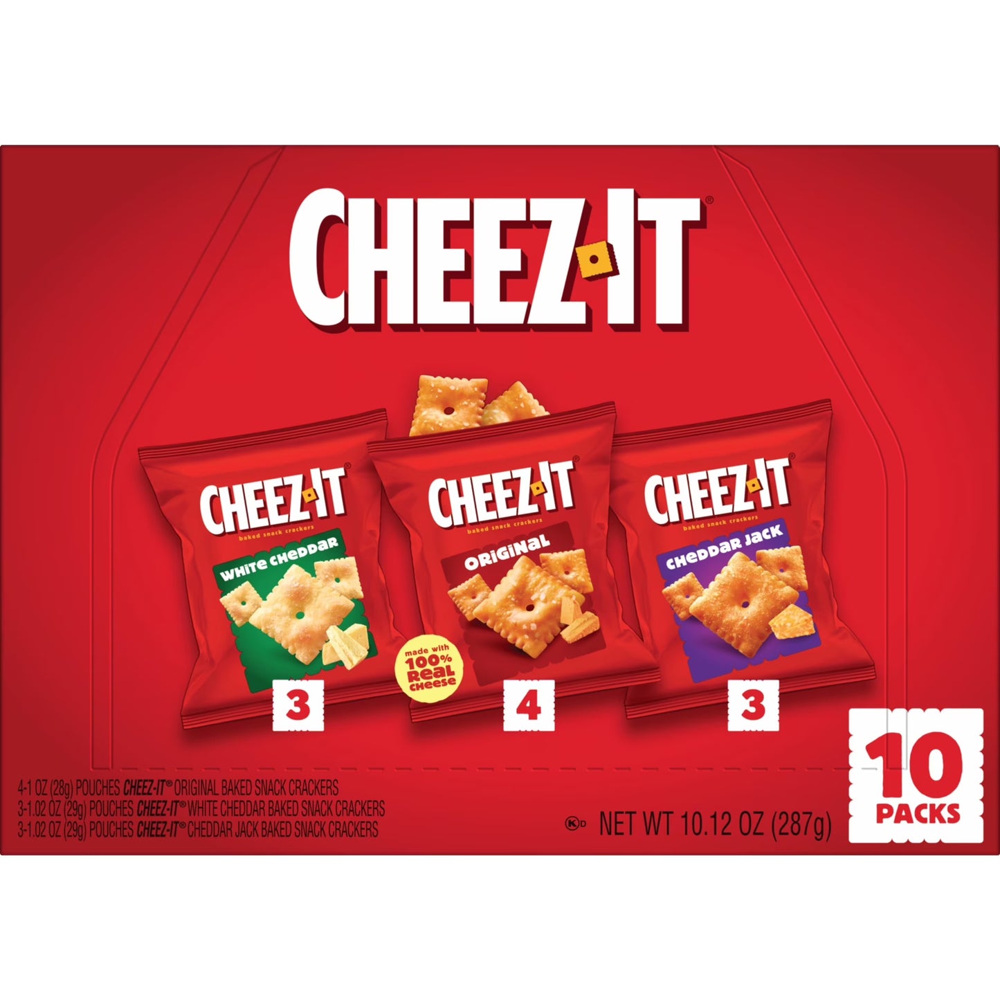 Cheez-It Variety Pack Baked Snack Crackers, Lunch Snacks, 10 Count