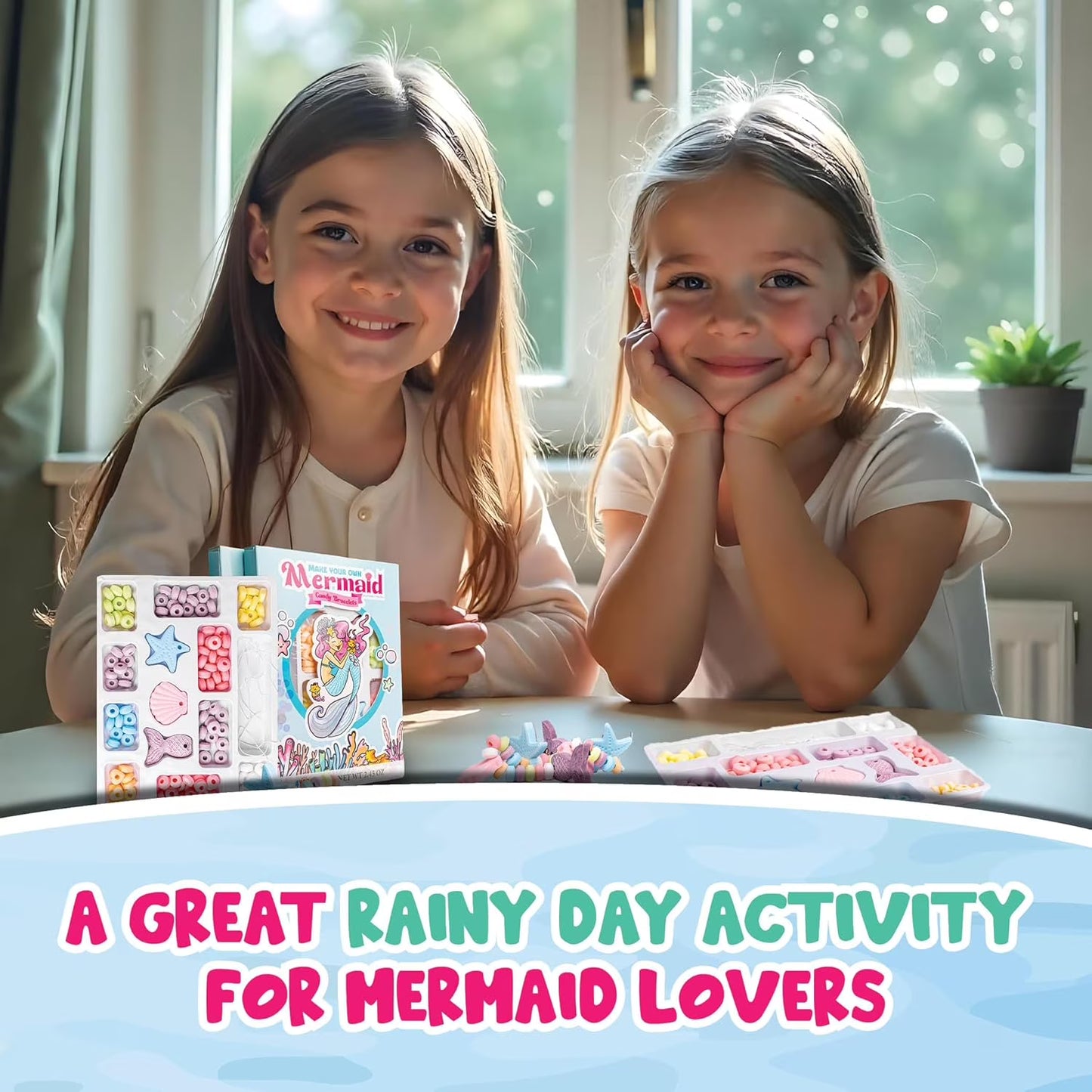 4YoreElves Mermaid Candy Bracelet Kit, String Your Own Candy Jewelry: Novelty Mermaid Jewelry DIY Kit, Little Party Favors, Individual Pack