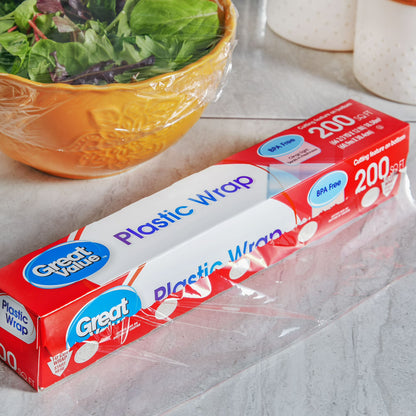 (4 pack) Great Value Plastic Wrap, 200 Sq ft