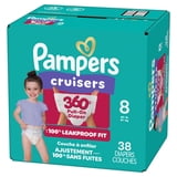 Pampers Diapers - Cruisers 360 degrees - Size 8, 38 Count, up to 100% Leakproof Fit, Designed for Active Babies, Pull On Diaper, EZ Off Tabs Designed for Easy Changes