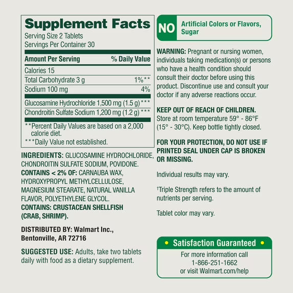 Spring Valley 3X Glucosamine Chondroitin for Joint Health Tablets, 60 Count