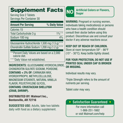 Spring Valley 3X Glucosamine Chondroitin for Joint Health Tablets, 60 Count