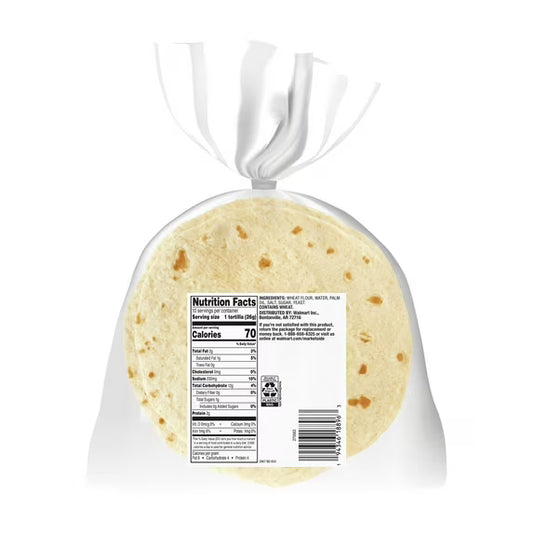 Marketside Authentic 6 Ingredient Flour Tortillas, Street Taco, 10 Count
