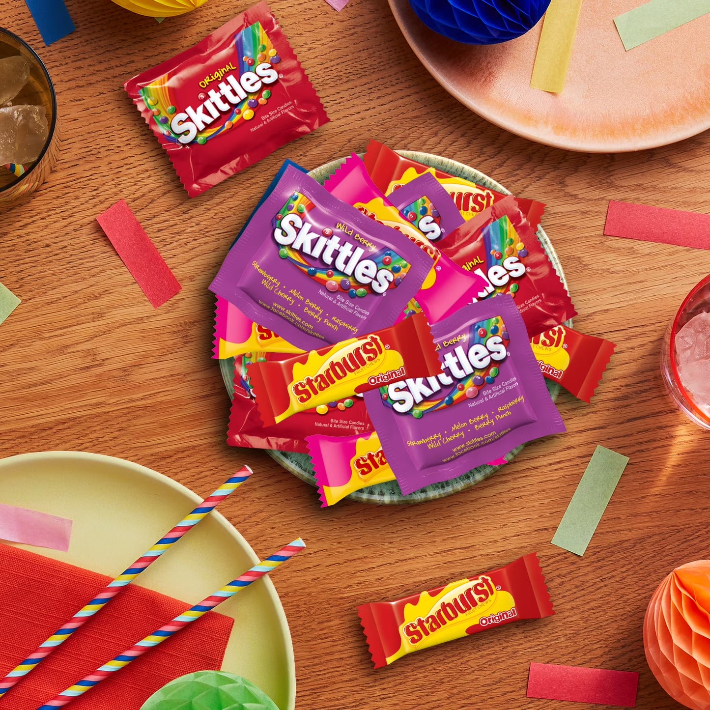 (3 pack) Skittles & Starburst Fun Size Chewy Candy Variety Bag, Party Size - 20.13 oz Bulk Bag
