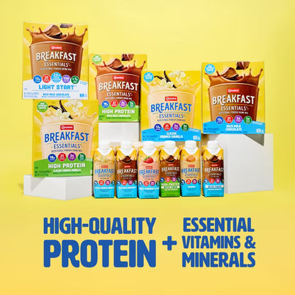 Carnation Breakfast Essentials High Protein Nutritional Drink Shakes, Rich Milk Chocolate Breakfast Shakes, 8 fl oz, 12 Pack