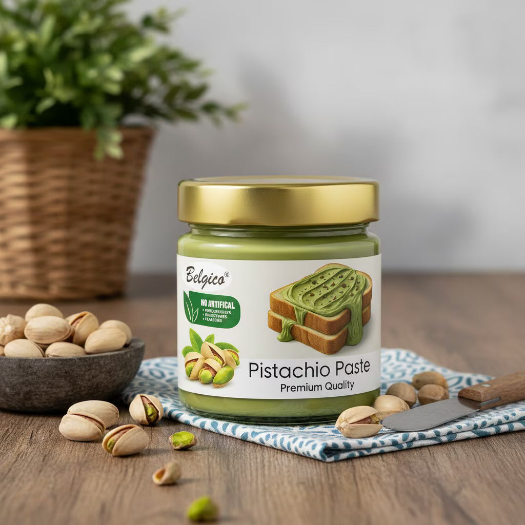 Pistachio Cream, Pistachio Paste, Pistachio Spread, Pistachio Cream for Dubai Chocolate Bar, 7.05 oz.(200gr), Belgico Pistachio Cream Paste