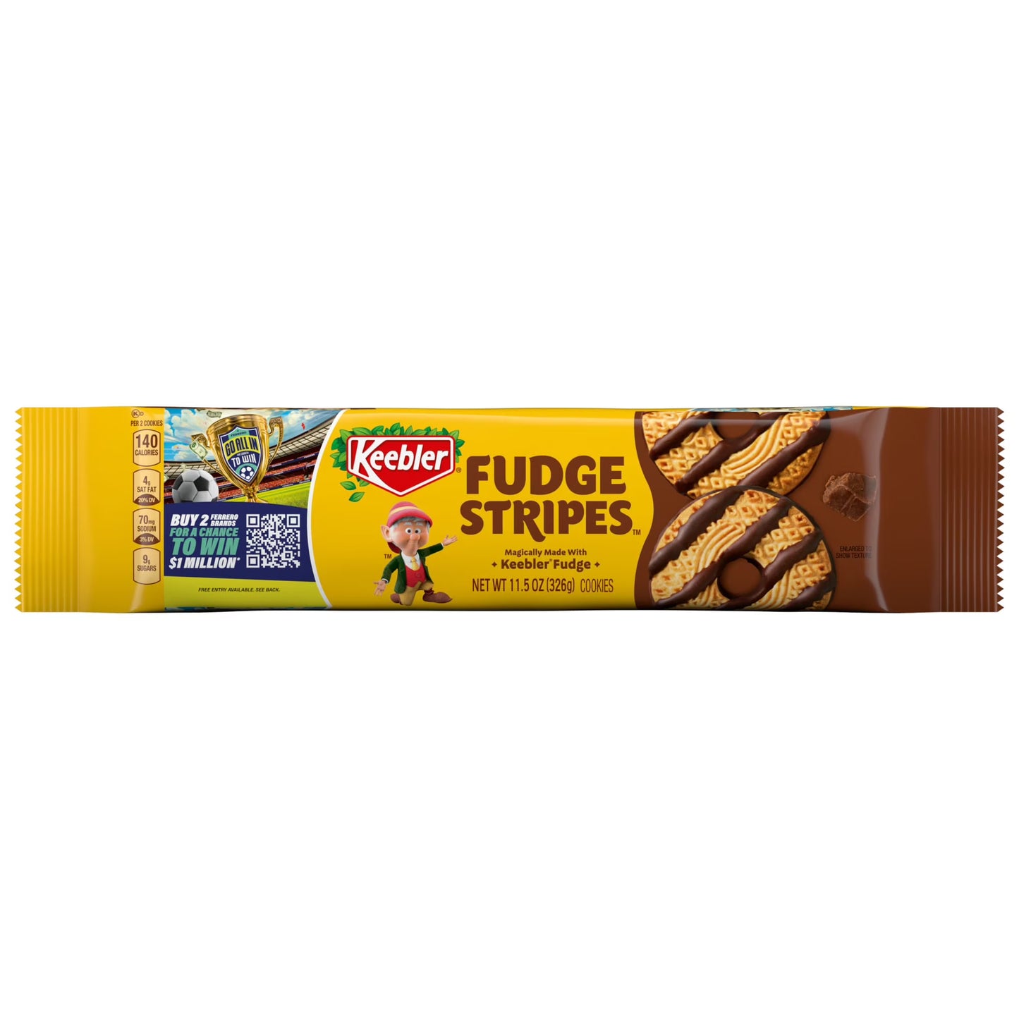 (12 pack) Keebler Fudge Stripes, Original Shortbread Cookies Coated in Keebler Fudge, 11.5 oz