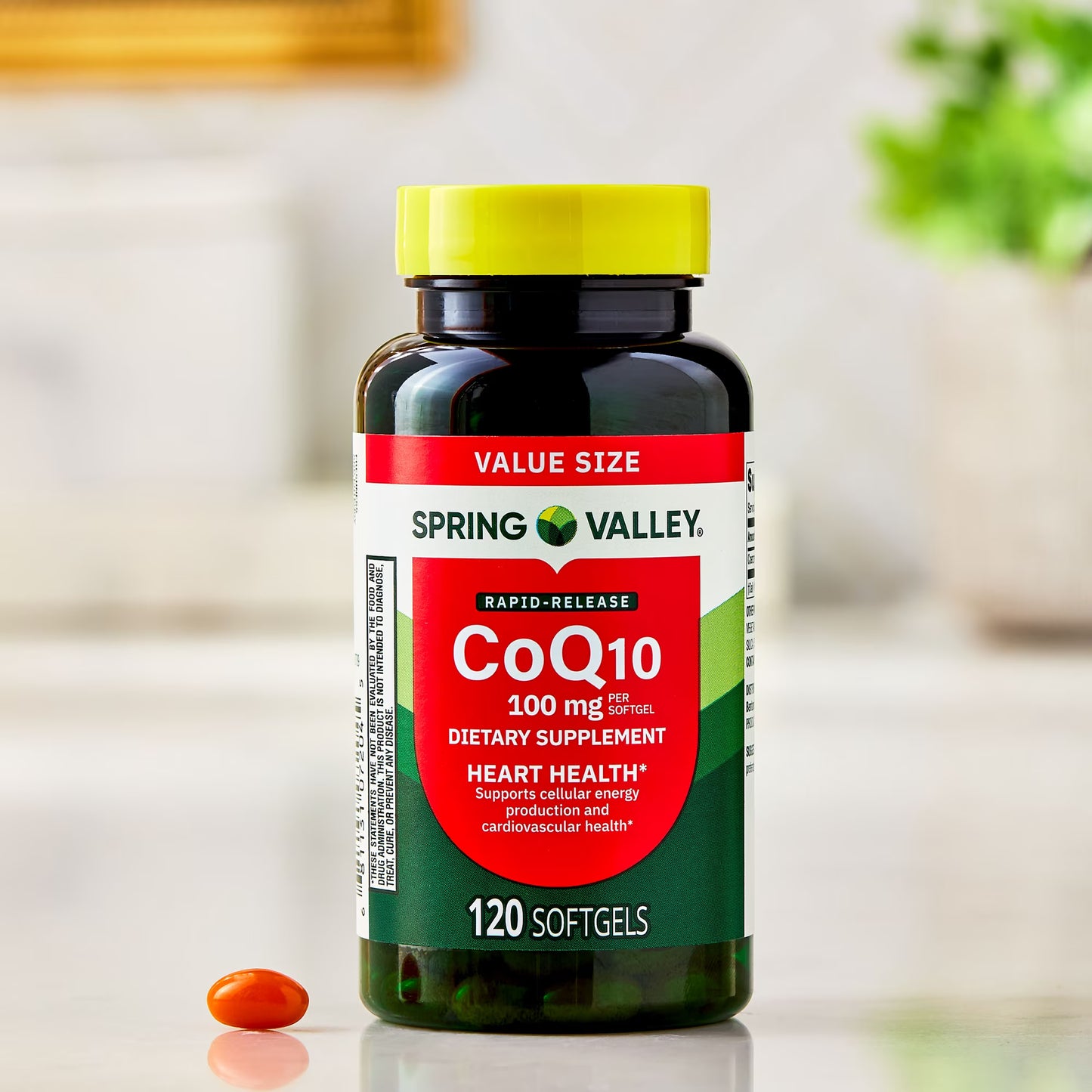Spring Valley Rapid-Release CoQ10 Heart Health Dietary Supplement Softgels, 100 mg, 120 Count