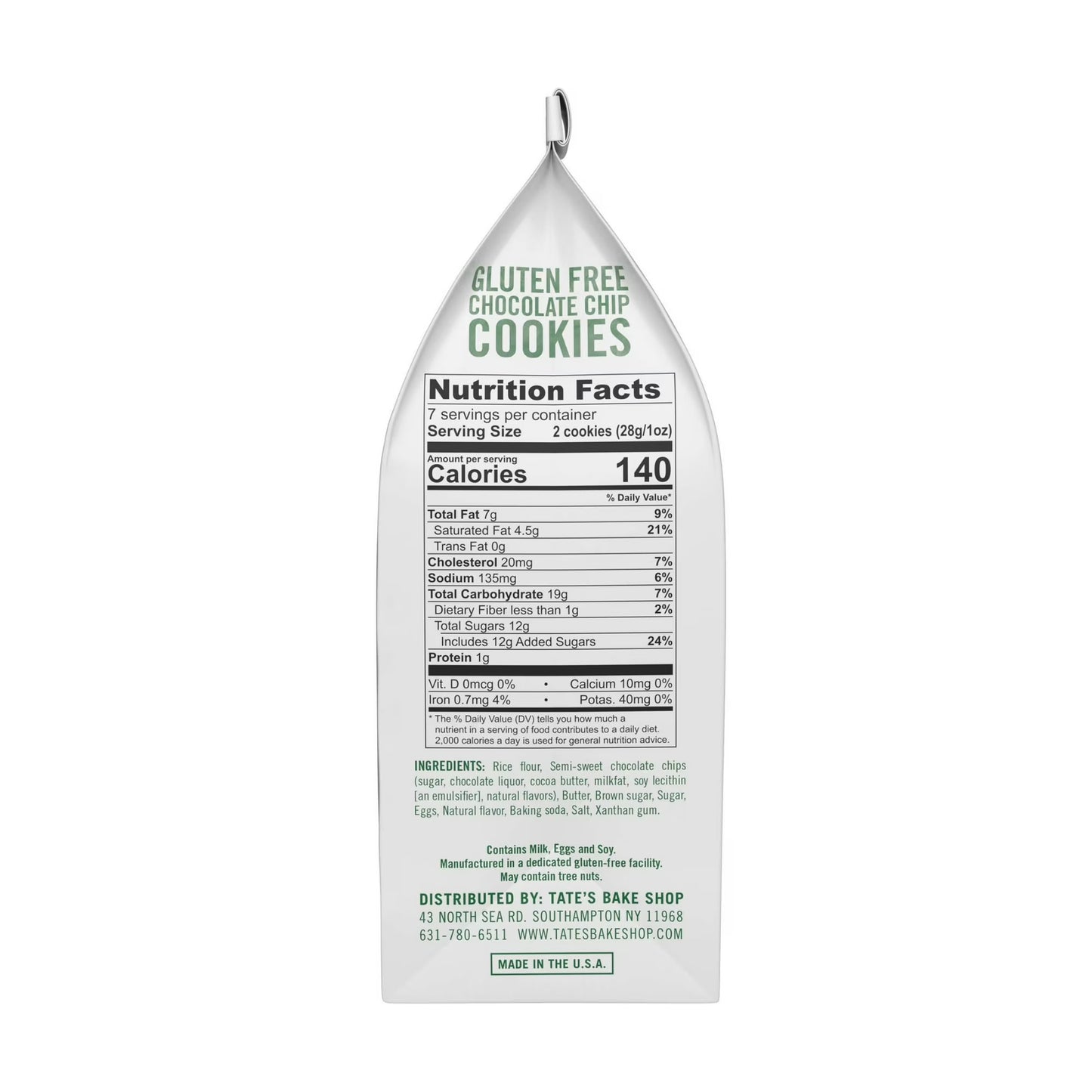 Tate's Bake Shop Gluten Free Chocolate Chip Cookies, Gluten Free Cookies, 7 oz