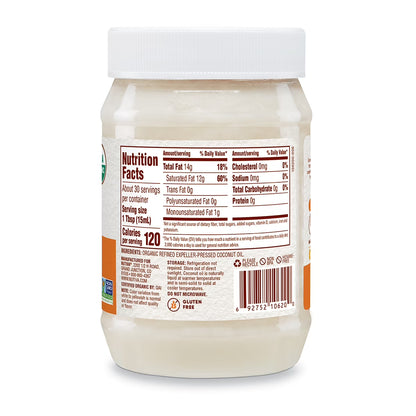 Nutiva Organic, Steam Refined Coconut Oil from non-GMO, Sustainably Farmed Coconuts, 15 Fluid Ounces