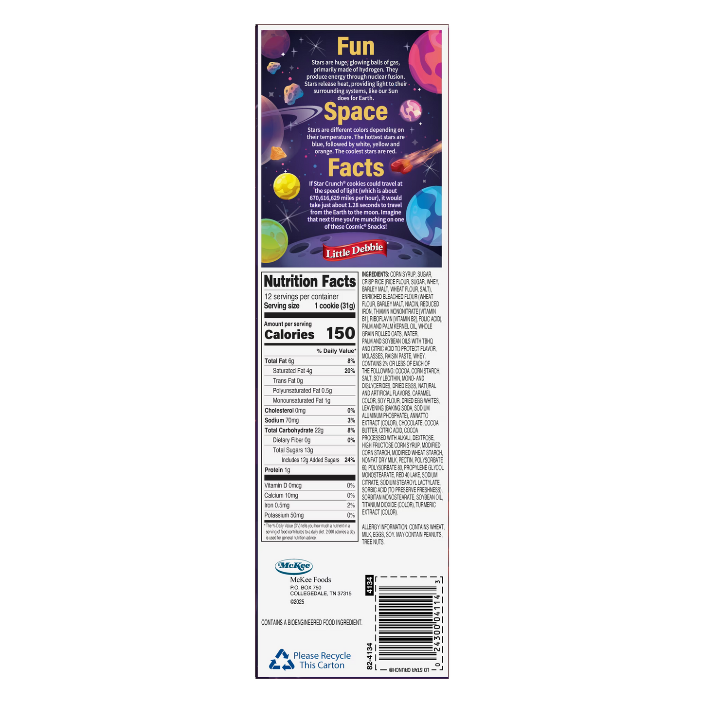 Little Debbie Star Crunch Cosmic Snacks, 13 oz (12 count)