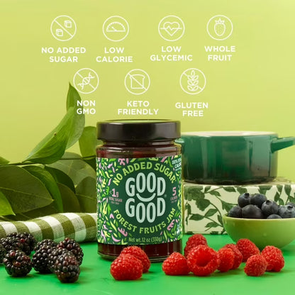 GOOD GOOD Forest Fruits Jam, No Added Sugar, Low Calorie, Keto Friendly, 12 oz, 2 Pack