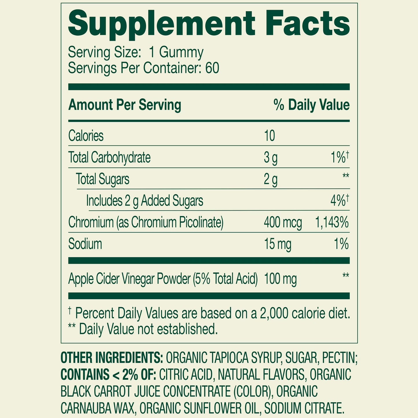 (3 pack) Spring Valley Weight Management Vegetarian Gummy for Metabolism Support, Chromium Picolinate 400mcg, 60ct Natural Apple Flavor