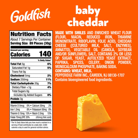 Goldfish Baby Cheddar Cheese Crackers, 7.2 oz Bag