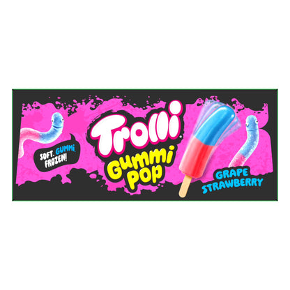 Trolli Frozen Gummi Ice Pops Chewy Sour Gummy Candy Frozen Dessert Snacks, Grape Strawberry, 10 Count