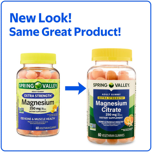 Spring Valley Extra Strength Magnesium Bone and Muscle Health Support Gummies, 250mg, 60 Count