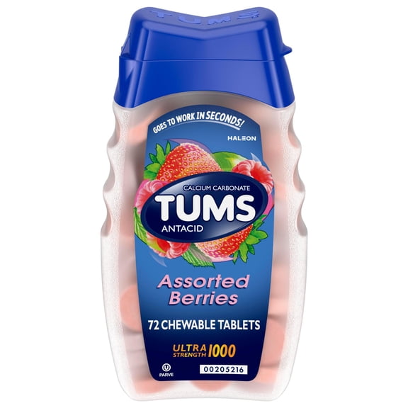 Tums Ultra Strength Heartburn Relief Chewable Antacid Tablets, Berry, 72 Count