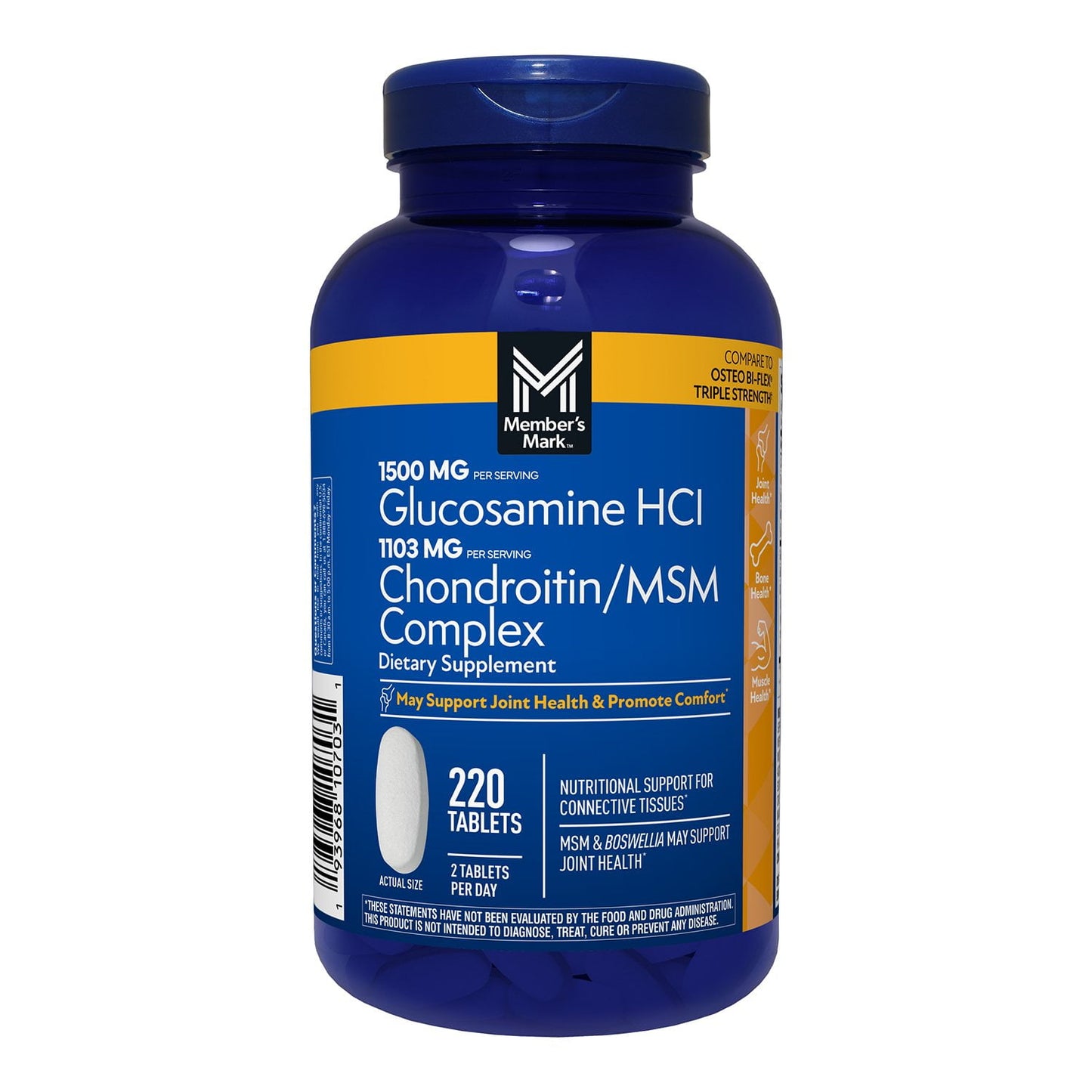 Member’s Mark Glucosamine HCl and Chondroitin/MSM Complex Tablets, 220 ct.