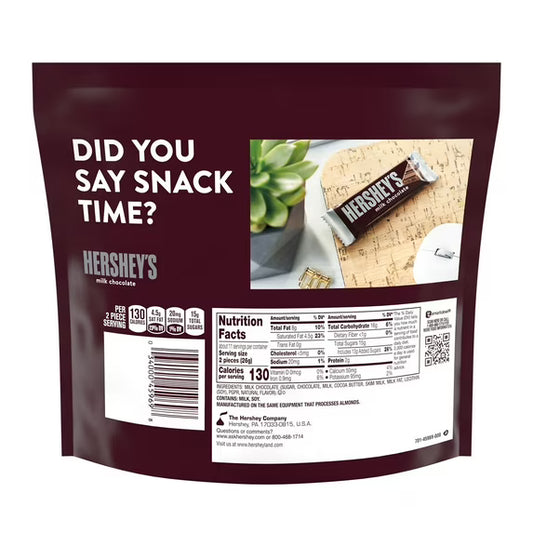 Hershey's Milk Chocolate Snack Size Candy, Bag 10.35 oz