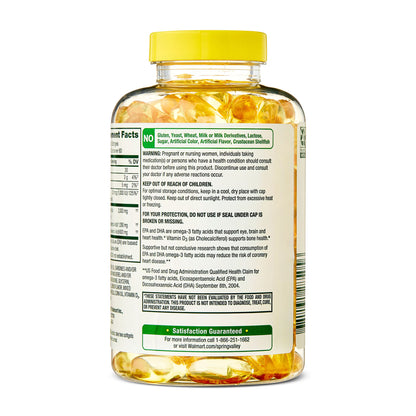 Spring Valley Maximum Care Omega-3 from Fish Oil Dietary Supplement Softgels for Eye Brain Bone & Heart Health, 2000 mg, 120 Count