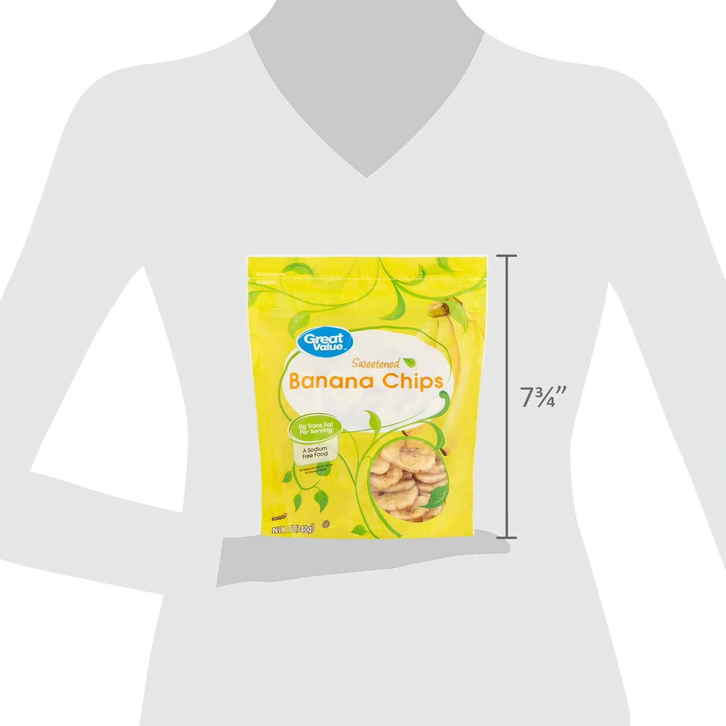 (4 pack) Great Value Sweetened Banana Chips, 12 oz