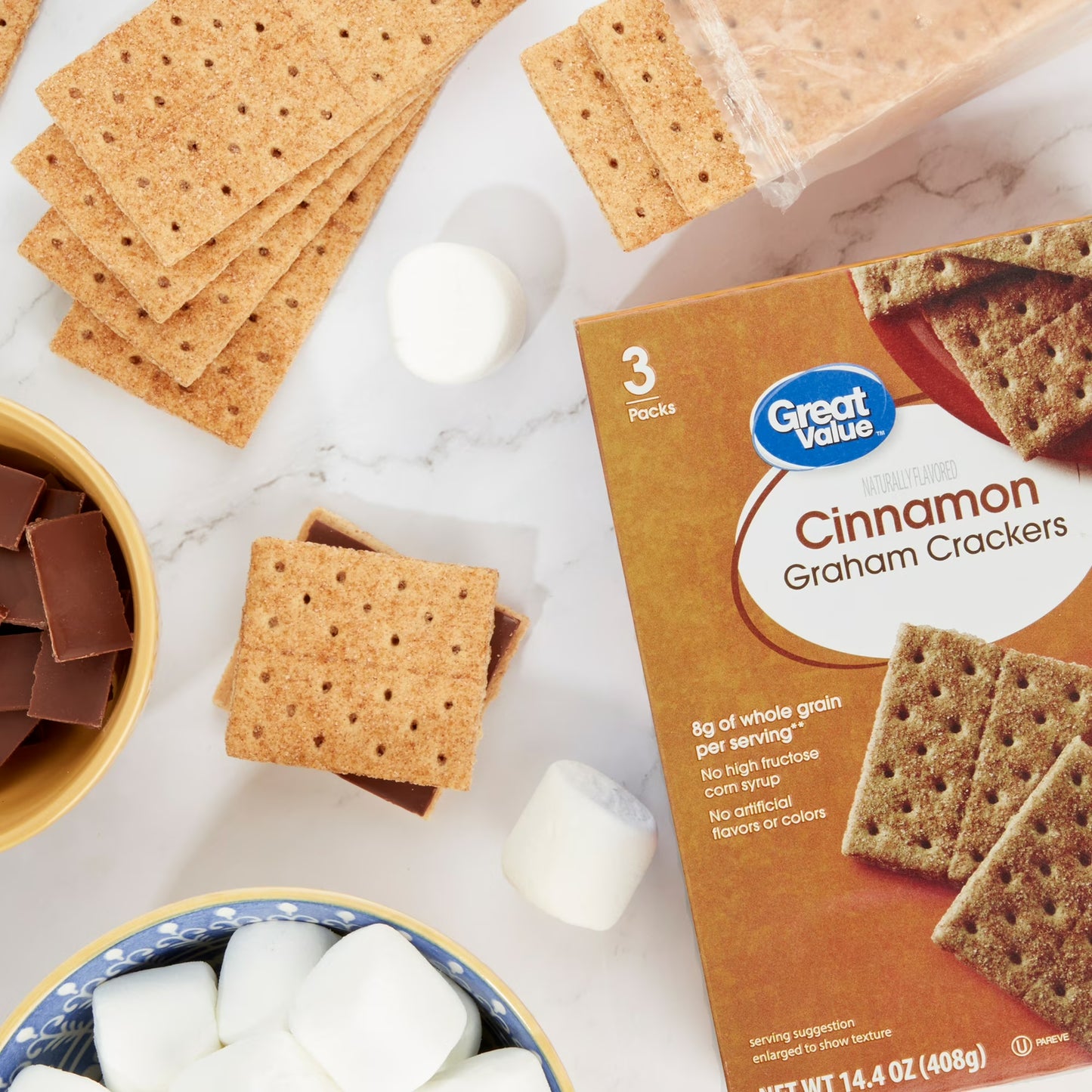 Great Value Cinnamon Graham Crackers, 14.4 oz, 3 Count
