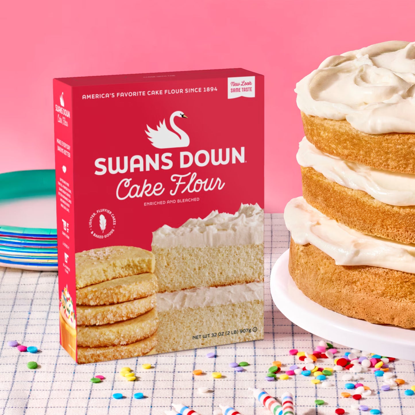 (8 pack) Swans Down Enriched, Bleached Cake Flour, 32 oz