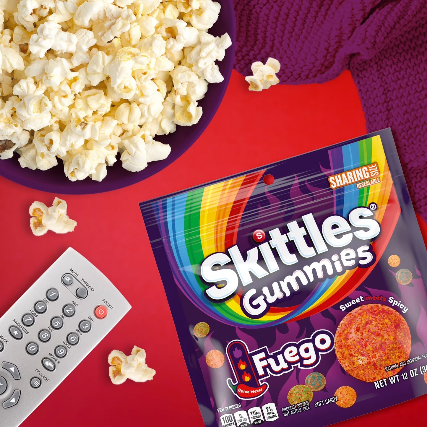 Skittles Gummies Fuego Gummy Candy, Sharing Size - 12 oz Resealable Bag