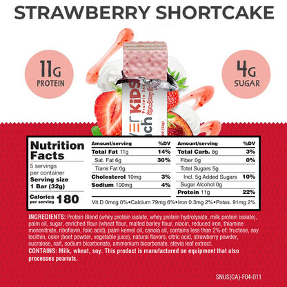 Power Crunch KIDS Strawberry Cream Bars 1.13oz, 5 Count Box