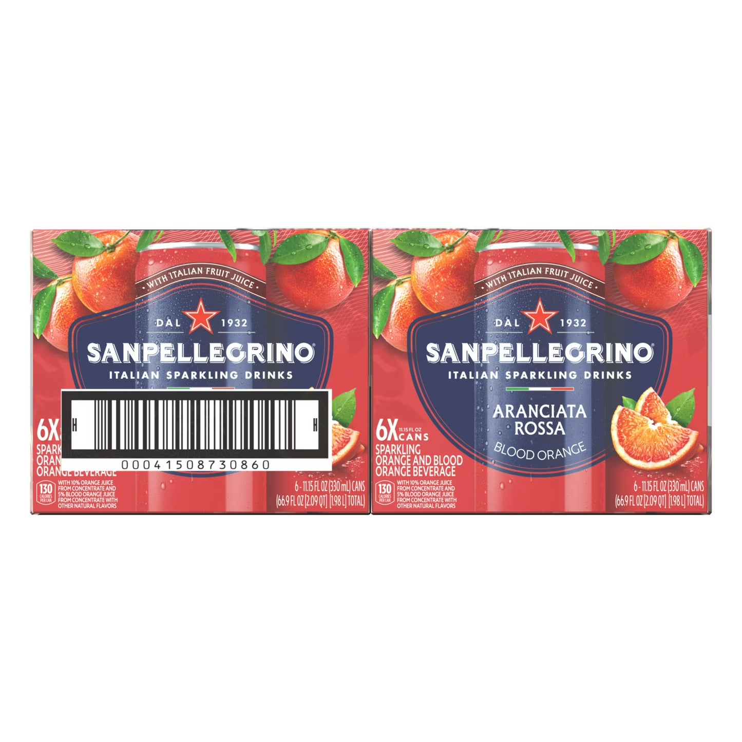 Sanpellegrino Italian Sparkling Drink Aranciata Rossa, Sparkling Orange and Blood Orange Beverage, 24 Pack of Cans