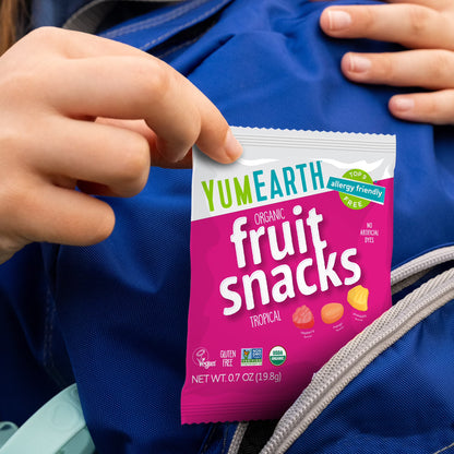 YumEarth Organic Tropical Fruit Snacks, Gluten Free, Shelf-Stable, 10 Ct Box
